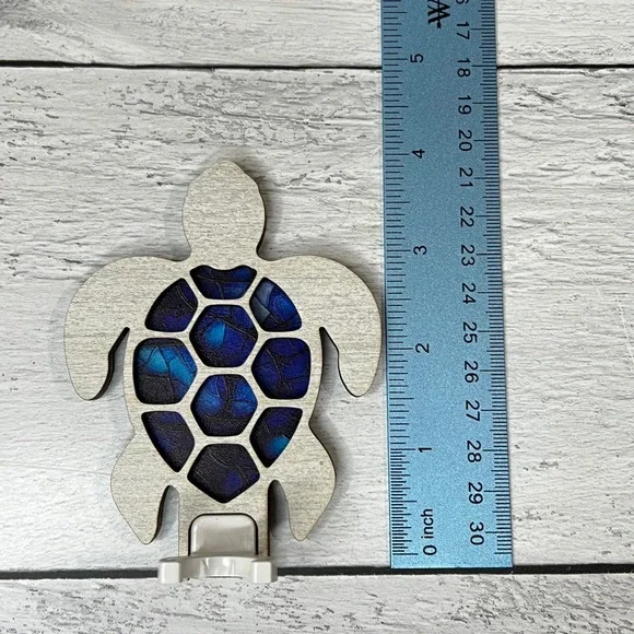 Turtle Night‎ Light Wood Mosaic Blue Accent Home Decor Handmade Sea Turtle - Picture 7 of 9